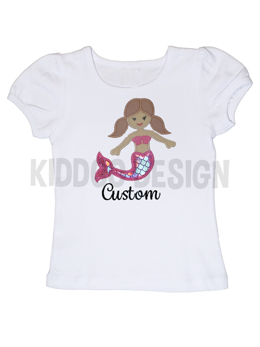 Caucasian Mermaid w/ Pigtails T-Shirt